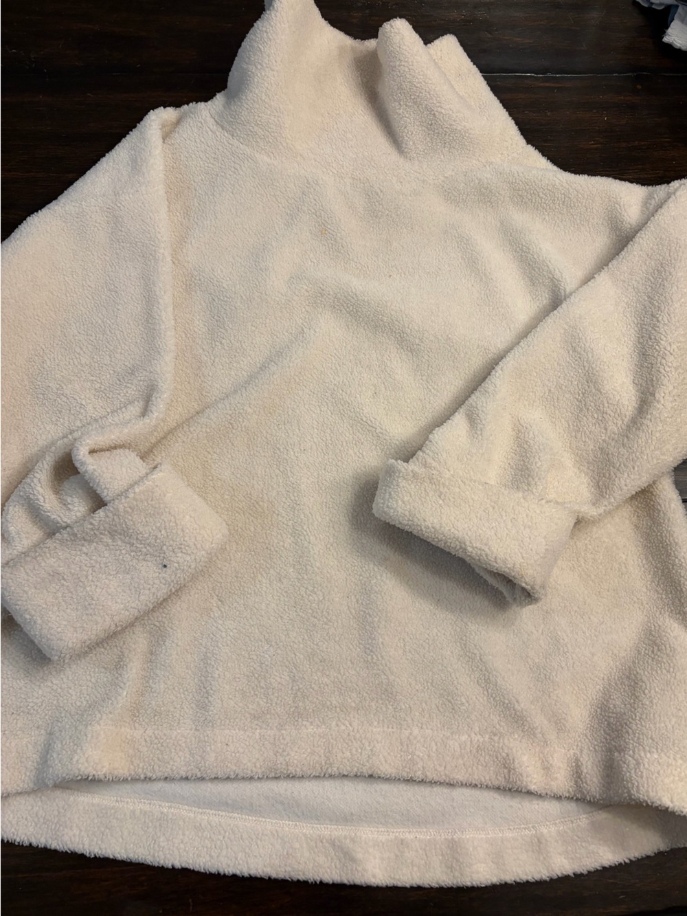 LOFT Cream Sherpa Turtleneck Pullover women’s size XL